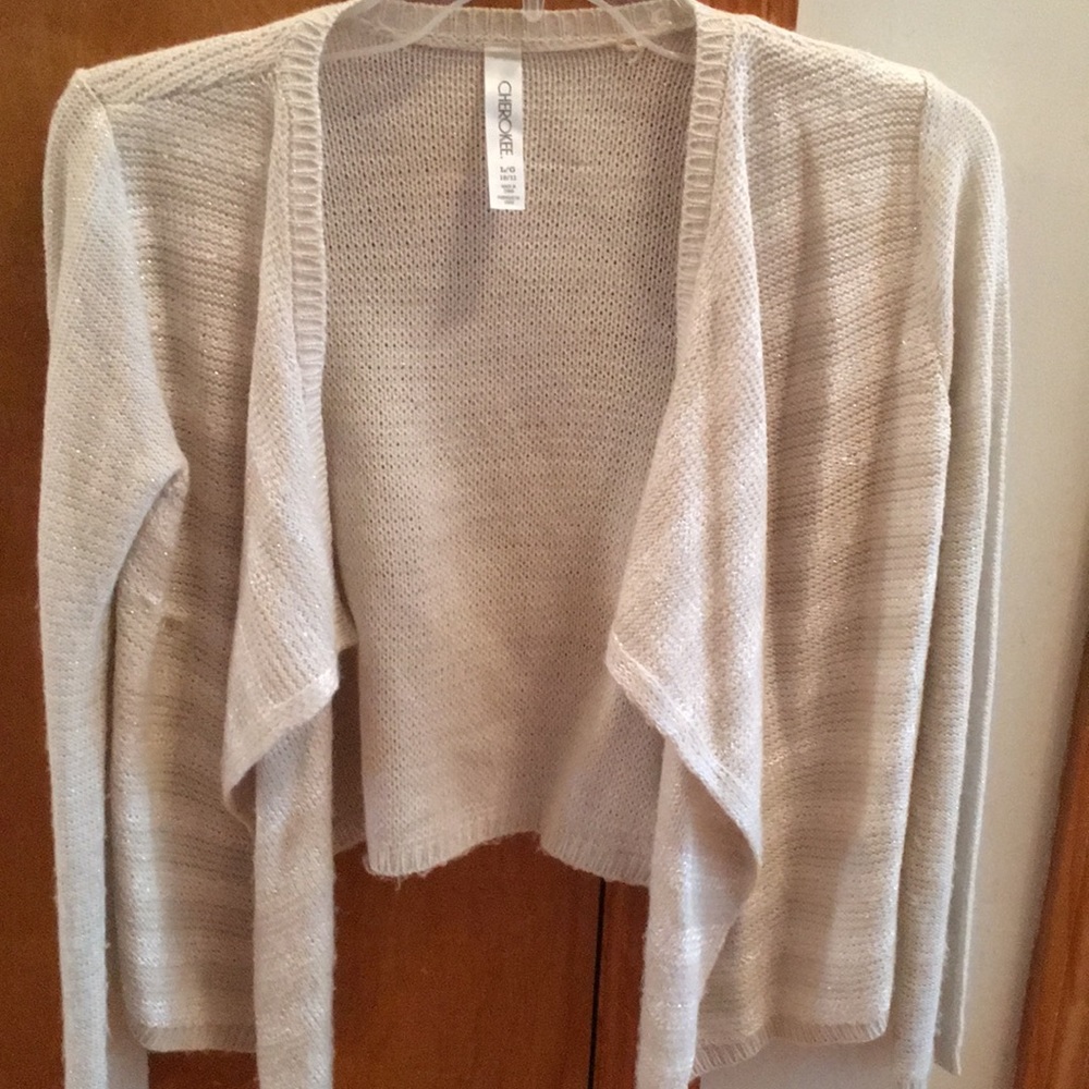 Girls sparkling waterfall cardigan.